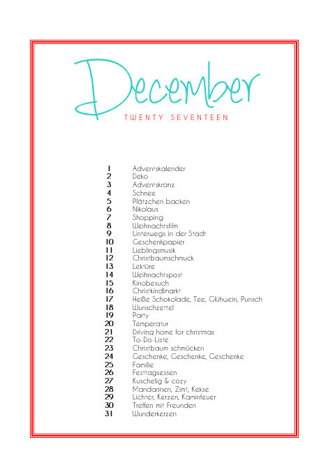 December Daily Prompts Deutsch