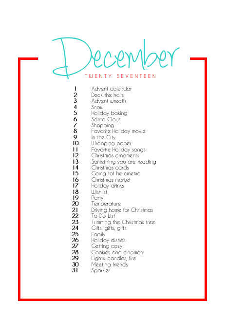 December Daily Prompts Englisch